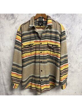 True Grit Vintage 90s Heavy Fleece Shirt Mens L Southwestern Aztec Made in USA
